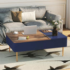 HLR 47" Dual Lift Top Coffee Table with Storage, Modern Wood Fluted Coffee Table with Hidden Compartment for Living Room, Office, Blue