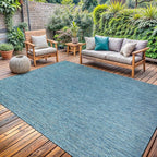 Washable Indoor Outdoor Rug 9x12 Weather Resistant Area Rugs Modern Solid for Porch Deck Balcony Backyard Patio Outside Carpet (9 X 12 Aqua Blue)