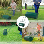 Outvita Lawn Roller, 13 Gallons Water and Sand Filled Garden Drum Roller with U Shaped Handle Tow beind Sod Roller for Planting, Seeding(Green)