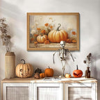 Framed Vintage Halloween Pumpkin Wall Art – 3D Texture Harvest Pumpkins Pictures Fall Wall Decor for Living Room, Rustic Autumn Pumpkin Art Prints for Kitchen, Bedroom, Home or Party – 16x24in