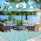 Wallona Outdoor Rugs 5x8 ft Patio Waterproof Clearance Indoor Outdoor Carpet for Patio Plastic Straw Reversible Area Rugs Mat for RV, Camping, Balcony, Beach, Picnic, Porch, Brick Green & White