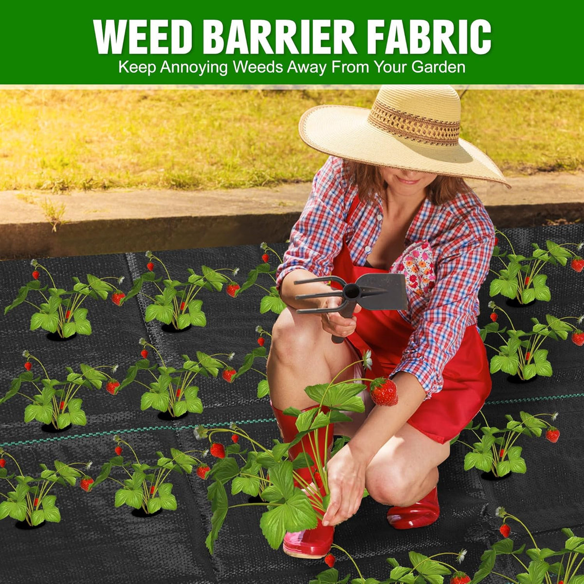 4FT x 50FT Weed Barrier Landscape Fabric Heavy Duty, 3.2oz Premium Gardening Weed Control Mat with 20 U-Shaped Securing Pegs, Ground Cover for Garden Beds, Farming, Underlayment, Commercial Driveway