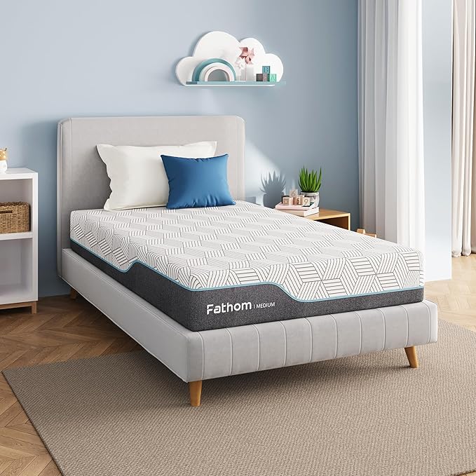FATHOM Medium Full Mattress 12 Inch Memory Foam Mattress Full Size Bed in a Box for Back Pain Relief and Cool Sleep with Gel Foam and Removeable Fiberglass Free Cover, CertiPUR-US Certified