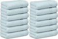 White Classic Resort Collection Soft Washcloth Face & Body Towel Set | 12x12 Luxury Hotel Plush & Absorbent Cotton Wash Clothes [12 Pack, Light Blue]