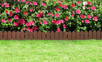 Evelyne Garden Border Plastic Edging: Wooden Fence Design - 16pcs Brown Yard Landscaping Fence Liner Lawn Edge Barrier - 20ft Kit of Decorative Lawn Panels Elements -Landscaping Edging-GMT-10374-A16