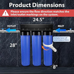 iSpring Whole House Water Filter System, Highly Reduces Sediment, Taste, Odor, and up to 99% Chlorine, 3-Stage w/ 20-Inch Sediment and Carbon Block Filters, Model: WGB32B, 1" Inlet/Outlet