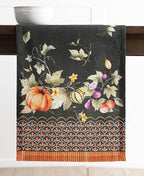 Maison d' Hermine Table Runner 100% Cotton Single Layer Table Runners 108 inches Long for Thanksgiving Christmas Decorations Home Kitchen Dining Wedding (Pumpkin Garden - Dark Green, 14.5" x 108")