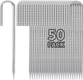 12 inch Fence Stakes Heavy Duty 50-Pack J Hook Rebar Ground Stakes Anchor Galvanized Tent Stakes for Outdoor Decorations Inflatables Metal Stakes for Wire Fencing