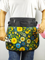 Bafelia Garden Apron for Women with 7 Pocket,Half Florist Apron Harvesting Apron (Green Flowers)