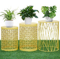 Y&M Set of 3 Stacking Coffee Table for Living Room, Nesting Side Table,Indoor End Tables for Bedroom, Outdoor Decorative Garden Stool with Heavy Duty Metal Frame Modern Industrial Decor - Yellow