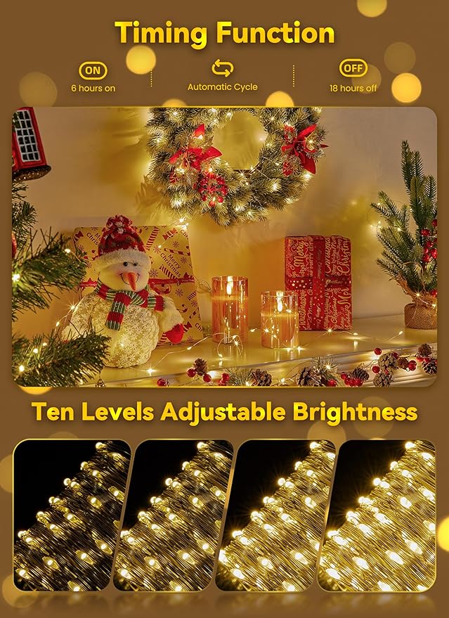 Minetom Fairy Lights Battery Operated with Remote, 33Ft 100 LED Waterproof String Lights Indoor Outdoor, Starry Twinkle Light for Christmas Home Bedroom Wedding DIY Centerpiece Decor