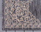 Unique Loom Outdoor Traditional Collection Area Rug - Antique (6' 1" x 9' Rectangle, Charcoal Gray/ Natural)