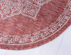 Unique Loom Outdoor Traditional Collection Area Rug - Antique (4' 1" Round, Rust Red/ Gray)