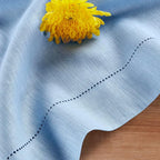 Solino Home Linen Cornflower Blue Hemstitch Table Runner 48 Inches - 100% Pure Linen Small Table Runner 14 x 48 Inch Ideal for Dresser and Coffee Tables - Classic Hemstitch - Christmas, Holiday