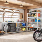 REIBII Garage Shelving, 5 Tier Storage Shelves Load 2020LBS, Adjustable Garage Shelves Heavy Duty, Metal Shelving Unit with Waterproof Columns, 35.5" W x 11.9" D x 72" H, Galvanized