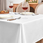 Fitable Faux Linen Tablecloths Rectangle 60 x 120 Inch - 2 Pack Textured Table Clothes for 8 Foot Tables, White Faux Burlap Table Covers for Dining, Party, Farmhouse, Banquet, Wedding