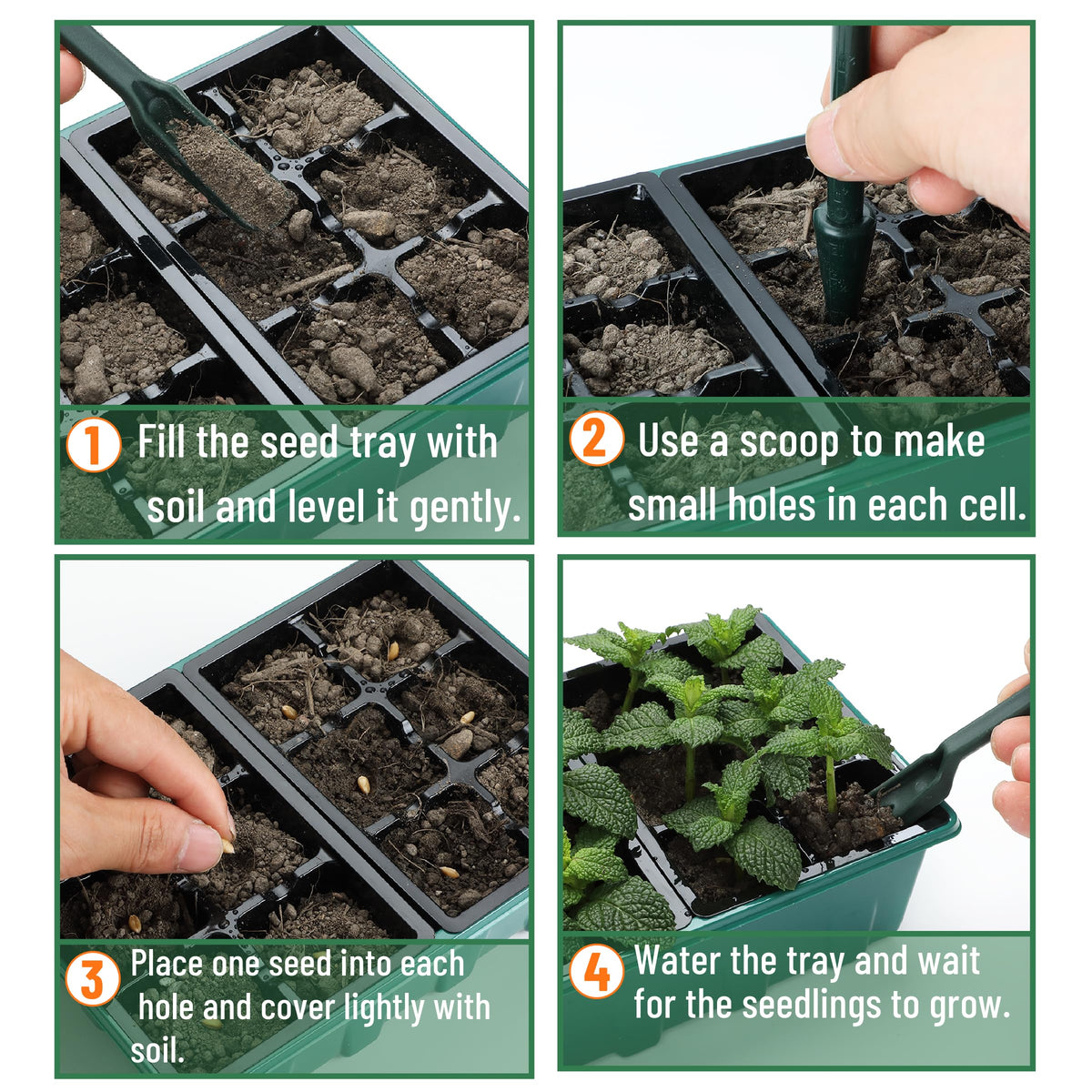 Mr. Pen- Seed Starter Tray Kits, 6.6"x4.6", 10 Set, Total 120 Cells