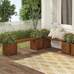 Furinno TIOMAN Planter Box with Bench, Hardwood Flower Box with Seat, Cube Garden Box, in Teak Oil, Outdoor Indoor, Garden, Patio, Balcony, Light Wood