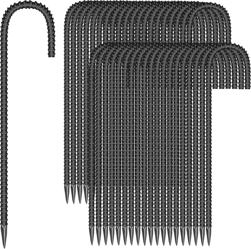 40 Pieces 12-Inch Garden Ground Stakes Galvanized Steel J Shape Hook Rebar Stake - Heavy Duty Anchors for Tents, Position Kits,Fences, and Trampolines