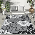 GENIMO Outdoor Rug Waterproof for Patio Decor, 8' x 10' Reversible Plastic Straw Floral Camping Carpet, Large Area Rugs Mats for RV, Camper, Deck, Balcony, Porch, Beach, Picnic, Mix-Black & White