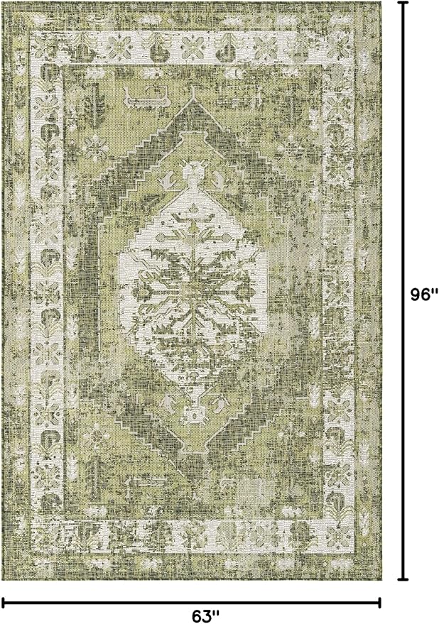 Unique Loom Outdoor Traditional Collection Area Rug - Valeria (5' 3" x 8' Rectangle, Green/ Light Green)