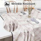 MYSKY HOME Table Cloth 60x102 in Rectangle, Heavy Duty Linen Look Waterproof Tablecloths Farmhouse Tablecloth, Wrinkle Free Table Cover with Black Plaid for Kitchen Dining, Party