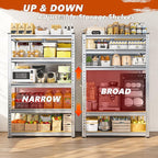 REIBII Garage Shelving, 5 Tier Storage Shelves Load 2020LBS, Adjustable Garage Shelves Heavy Duty, Metal Shelving Unit with Waterproof Columns, 35.5" W x 11.9" D x 72" H, Galvanized