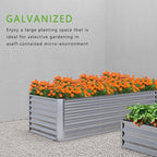8x2x2FT Galvanized Raised Garden Bed,Planter Raised Beds-Metal Garden Box,Large Plant for Outdoor Planting, Vegetables Bed，Flower,herb-Silver