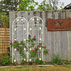 4 Pack Metal Garden Trellis 71" H Cream White Garden Fence Rustproof Trellis for Climbing Plants Support Roses Flower Outdoor Lawn, White 6FT