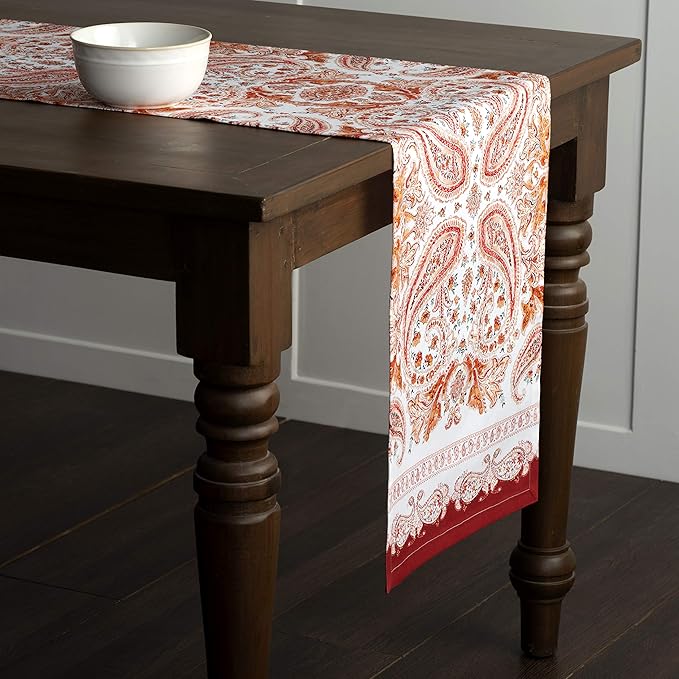 Maison d' Hermine Table Runner 100% Cotton Single Layer Table Runners 90 inches Long for Thanksgiving Christmas Decorations Home Kitchen Dining Party Wedding (Orient, 14.5" x 90")