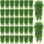 Geosar 104 Pcs Artificial Hanging Plants 32 Inch Hanging Boston Ferns Plastic Fake Plants for Wall Room Garden Wedding Garland Indoor Outdoor Decoration, No Basket