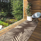 GENIMO Outdoor Rug 2.5' x 8' Waterproof for Patios Clearance, Reversible Outdoor Plastic Straw Camping Rug Carpet, Large Area Rugs Mats for RV, Camper, Deck, Balcony, Porch, Beach, Coffee&Beige