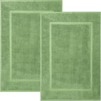 DAN RIVER Classic Bath Mat - Green, 100% Ring Spun Cotton, Pack of 2, 21x34 inches, 800 GSM, Non-Slip, Absorbent, Quick Drying, Machine Washable Bathroom Floor Mats for Shower, Kitchen & Bath