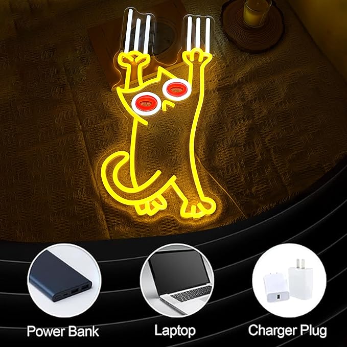 Falling Cat Neon Sign Funny Cat LED Light Sign Wall Decoration Dimmable Animal Neon Light Sign for Restaurant Cafe Pet Shop Pet Clinic Home Birthday Party Man Cave Pet Lover Teenager Gift