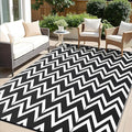 OLANLY Waterproof Outdoor Rug 8x10 ft Clearance, Reversible Outdoor Plastic Straw Rug, RV Mat, Indoor Outdoor Carpet for Patio, Camping, Balcony, Deck, Backyard, Black & White