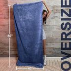 TEXTILOM 100% Turkish Cotton Oversized Luxury Bath Sheets, Jumbo & Extra Large Bath Towels Sheet for Bathroom and Shower with Maximum Softness & Absorbent (40 x 80 inches)- Navy