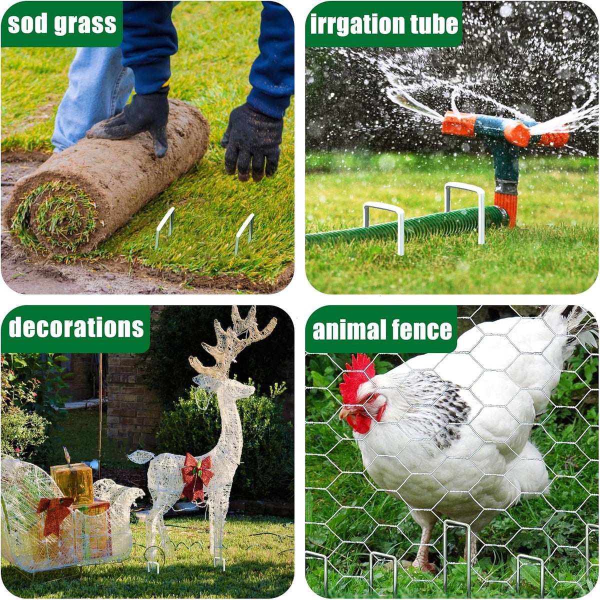 50 Pack Landscape Staples 6 Inch Garden Stakes Galvanized Garden Staples Pins Anti-Rust Ground Stakes for Weed Barrier, Irrigation Tubing, Landscaping Fabric, Yard Lawn