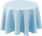 Biscaynebay Textured Fabric Round Tablecloths 70", Light Blue Water Resistant Table Cloth Circle Folding Table Covers for Dining, Kitchen, Wedding, Parties etc. Machine Washable