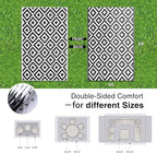 OLANLY Waterproof Outdoor Rug 5x8 ft, Outdoor Plastic Straw Rug for Camping, RV Mat Outside, Indoor Outdoor Carpet for Porch, Deck, Backyard, Balcony, Picnic, Black & White