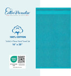 Cotton Paradise Hand Towels for Bathroom, 100% Cotton Turkish 4 Piece Hand Towel Set, Soft Absorbent Face Towels, Aqua Blue Hand Towels