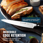 Cutluxe Turkey Carving Knife Set Carving Fork & Knife for Meat, BBQ, Brisket Razor Sharp Premium German Steel Full Tang, Ergonomic Handle Artisan Series