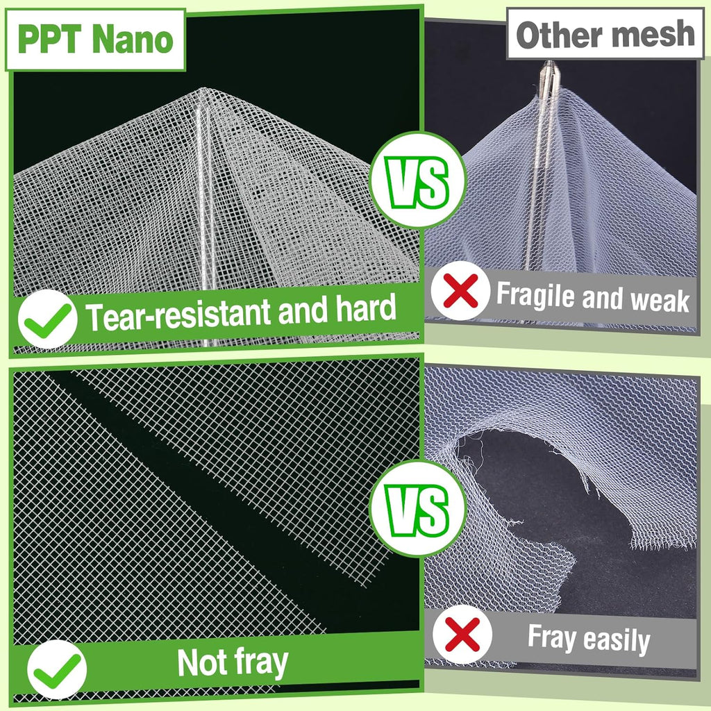 Stronger Garden Mesh Netting - 10 x 20 ft PPT Nano Bird Net Barrier, Mosquito Netting Screen for Outdoor Plants Vegetables Patios Balconies Terraces, Shading Rate 20% (White)