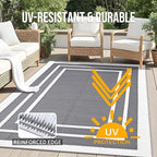 OLANLY Outdoor Rug 5x8 ft Waterproof, Reversible Outdoor Plastic Straw Rug, RV Mat, Indoor Outdoor Carpet Clearance for Patio, Camping, Balcony, Deck, Backyard, Grey & White