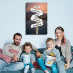 [Design 2025] Personalized Family STreet Sign Multi-Names Canvas, Custom Name And Date Street sign Canvas Print, Crossroads Street SIGN Gift For Family, Custom Name Intersection Sign Poster Wall Art