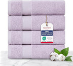 TEXTILOM 100% Turkish Cotton 4 Pcs Hand Towel Set, Luxury Hand Towels for Bathroom, Soft & Absorbent Bathroom Hand Towels Set (16 x 28 inches)- Lilac