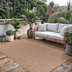 Washable Indoor Outdoor Rug 9x12 Weather Resistant Area Rugs Modern Solid Jute Rug for Porch Deck Balcony Backyard Patio Outside Carpet (9 X 12 Jute Beige)