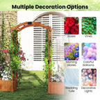 Happygrill Garden Arbor with Planter Boxes, Outdoor Wedding Arch with Trellis for Climbing Plants Vine Vegetables Herbs, Wooden Arbor Archway for Ceremony, Party (Orange)