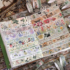42 Rolls Vintage Washi Tape Set, Delicate Butterfly & Lush Floral Botanical Themed Writable Decorative Tapes with Retro Elements for Scrapbooking, Junk Journal Supplies, Bullet Journaling 5-25mm Wide