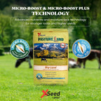 X-Seed Pasture Land Dry-Land Forage Seed Mixture with Micro-Boost – Tall Fescue Orchard Grass Ryegrass Endophyte Free Pasture for Safe Nutrition of Livestock, Formulated for Dry Areas – 25-Pound Bag