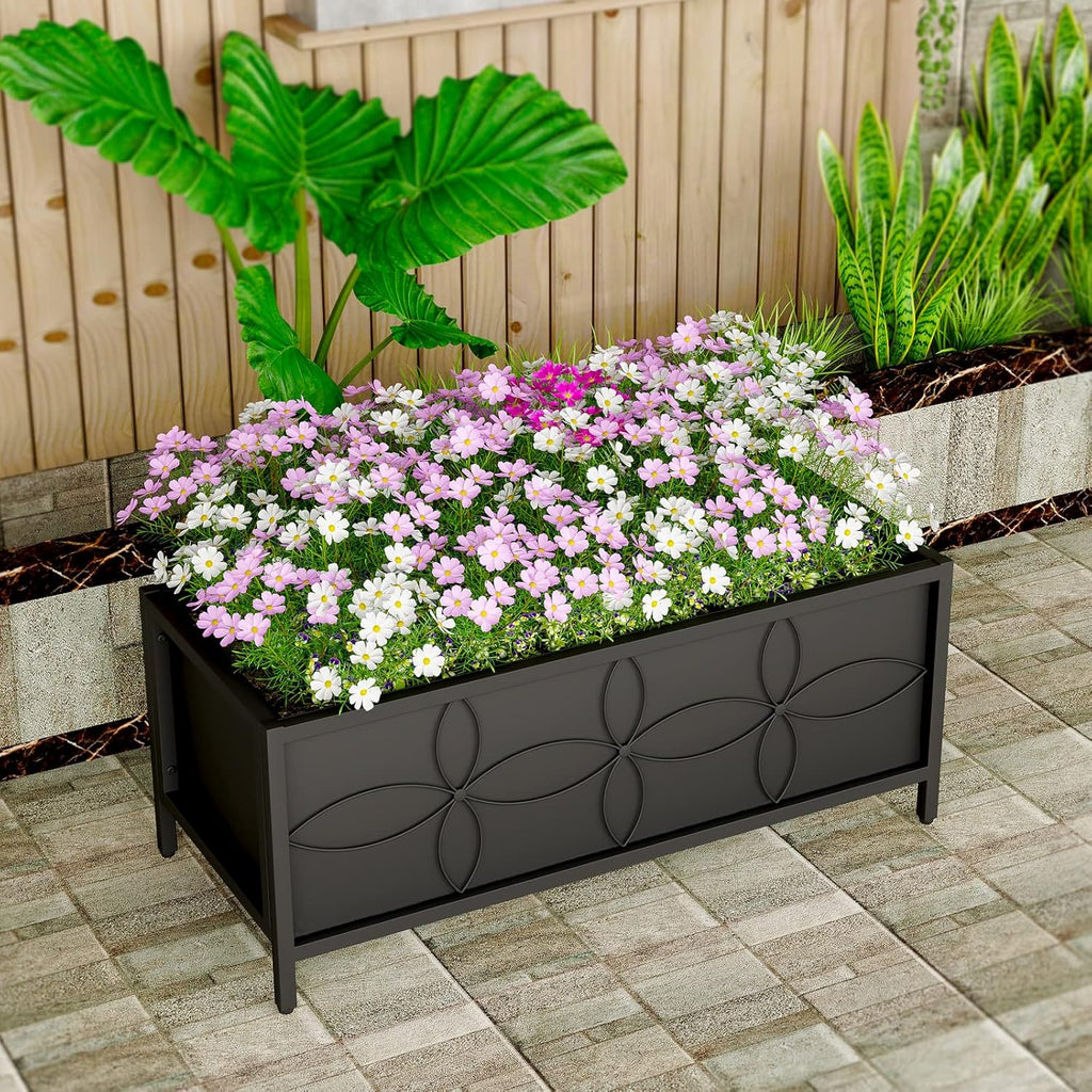 Zhongma Sturdy Raised Garden Bed with Inner Fabric Liners for Vegetables Flower, Planter Box for Backyard Patio Balcony. Inner Size: 33.85x14.17x11 inch